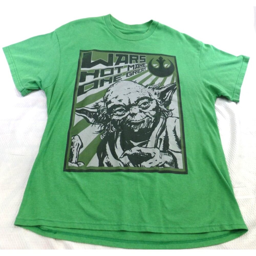 Star Wars Yoda Graphic T-Shirt Mens Large Green Short Sleeve Tee 2014 Lucasfilm